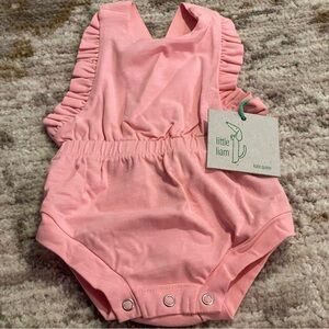 Kate Quinn Pink Organic Ruffle Bib Shortie Size 0/3 Months NWT